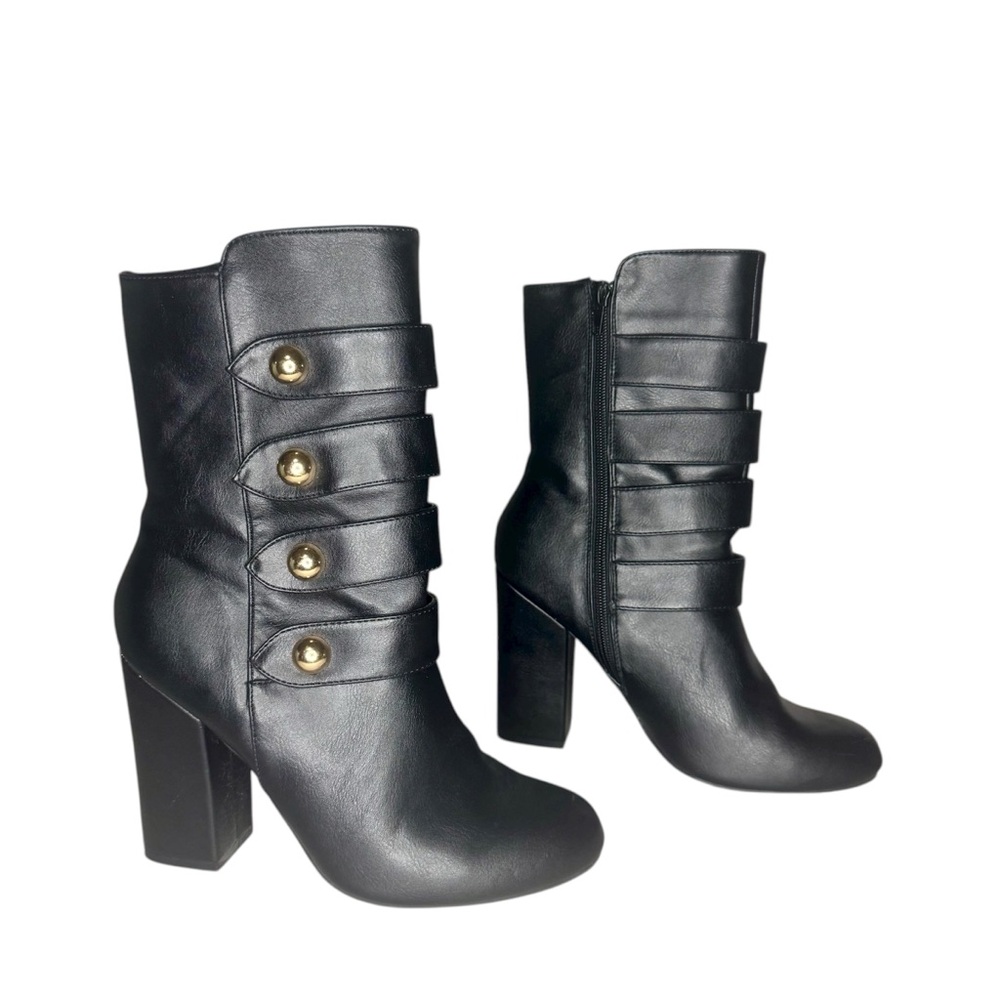 Bamboo Namaste Black & Gold Military Ankle Boots Size 7 - Picture 3 of 9